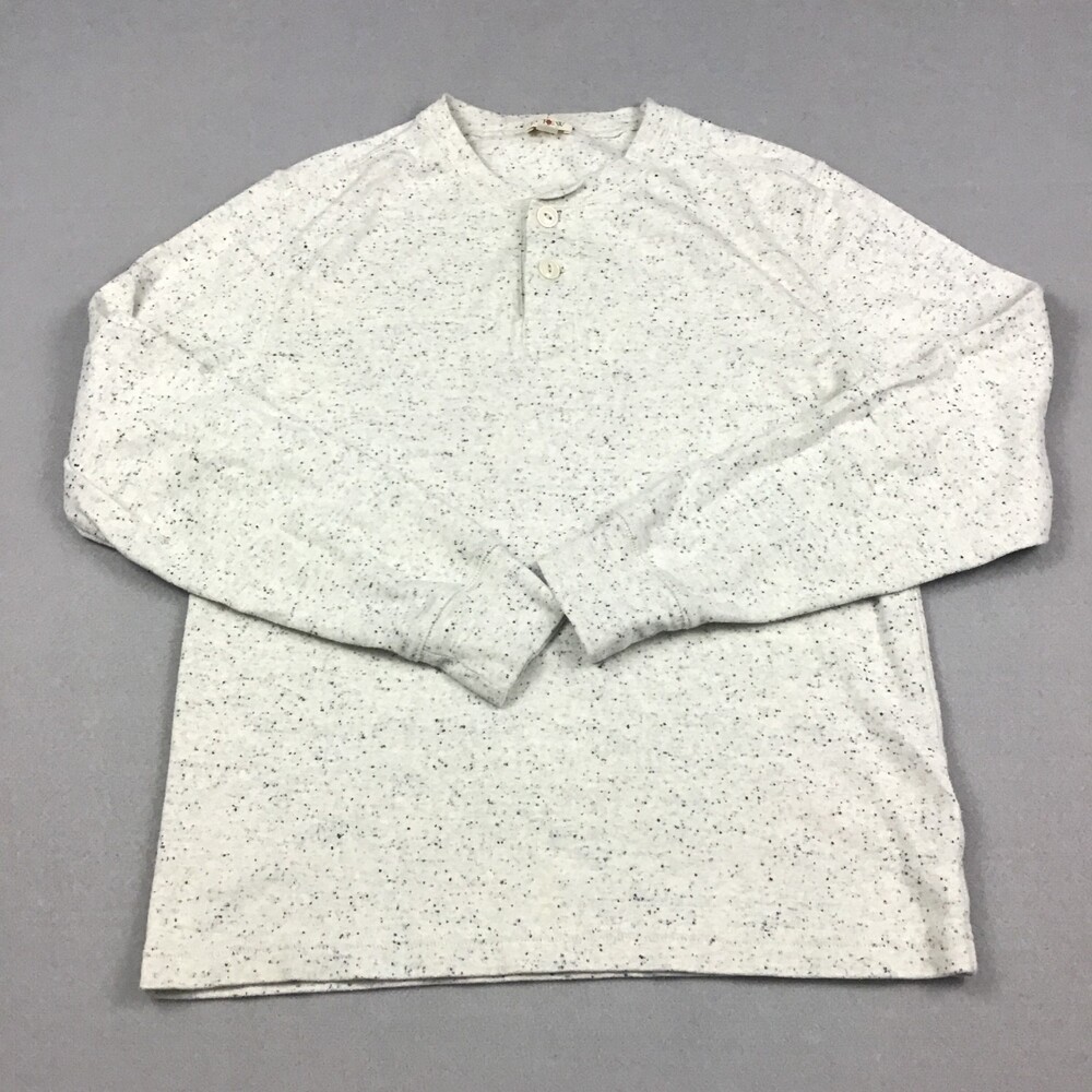 J.Crew Shirt Men Medium Beige Flecked Two Button Henley Long Sleeve Oarsman M